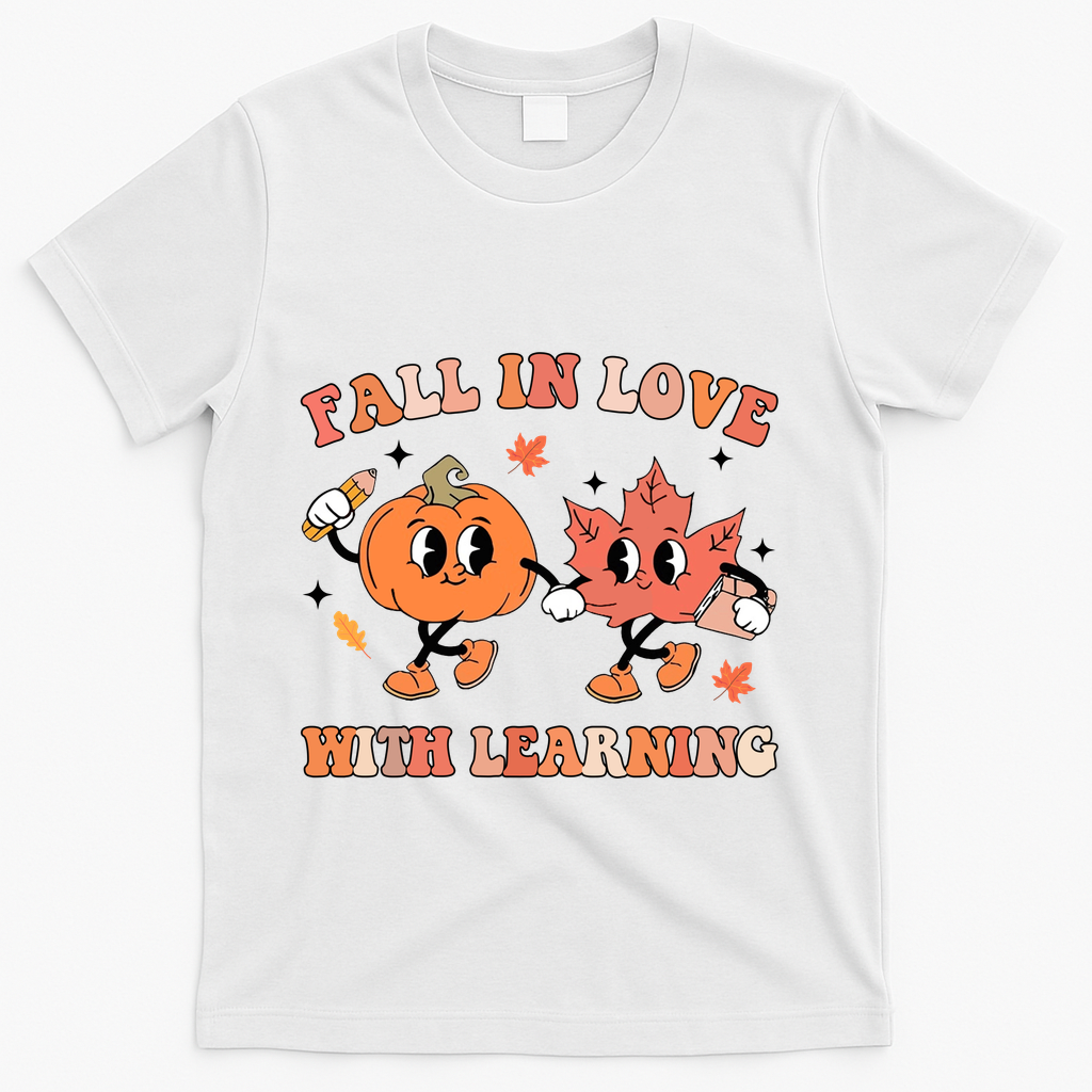 Fall In Love With Learning Autumn Cute T-Shirt product image 2