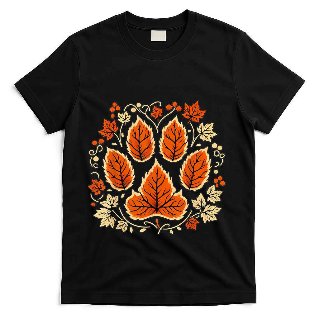 Fall Vine Leaf Dog Paw Print Autumn Maple Thanksgiving product image 1