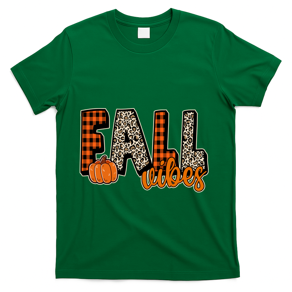 Fall Vibes Pumpkin Plaid Cheetah T-Shirt product image 4
