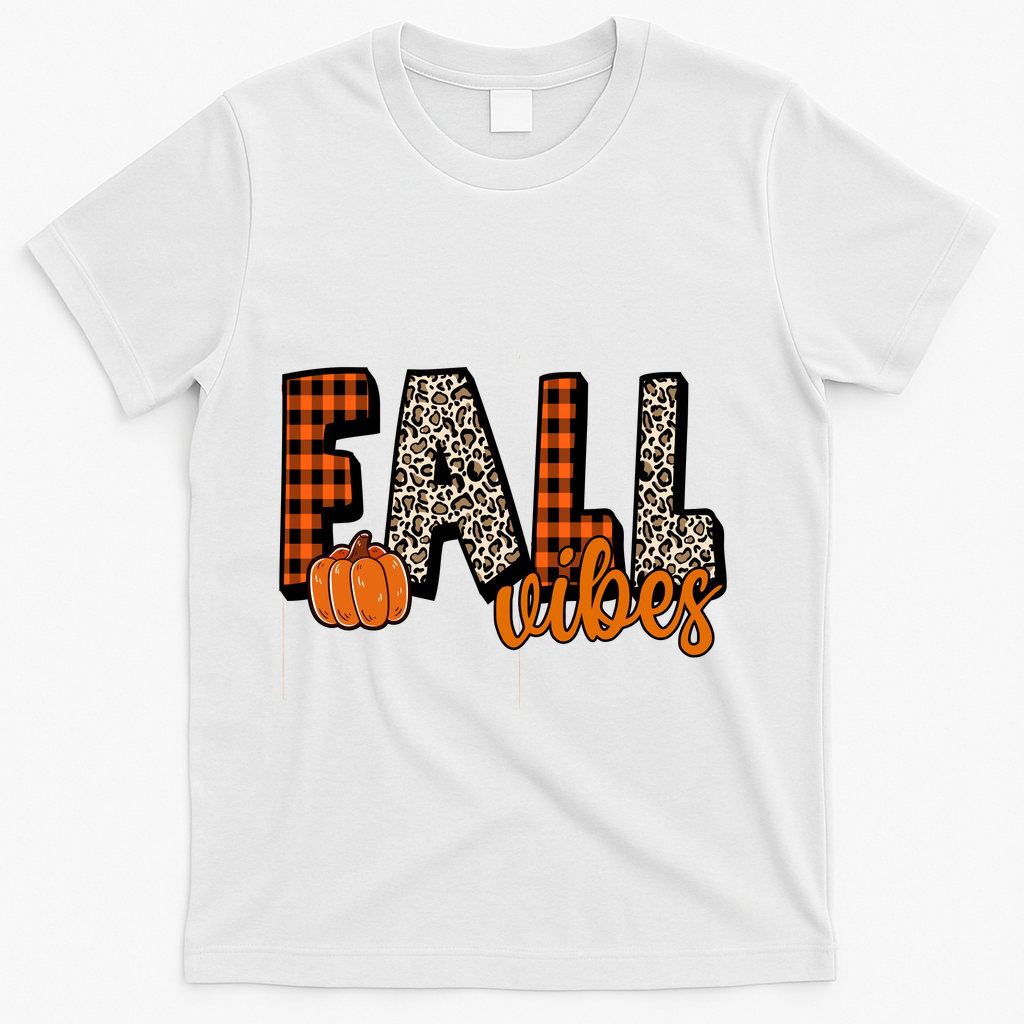 Fall Vibes Pumpkin Plaid Cheetah T-Shirt product image 2
