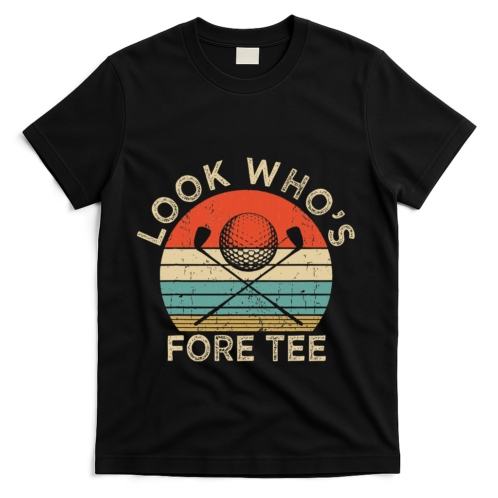 Golf 40th Birthday Pun Vintage Look Who’S Fore T-Shirt product image 1