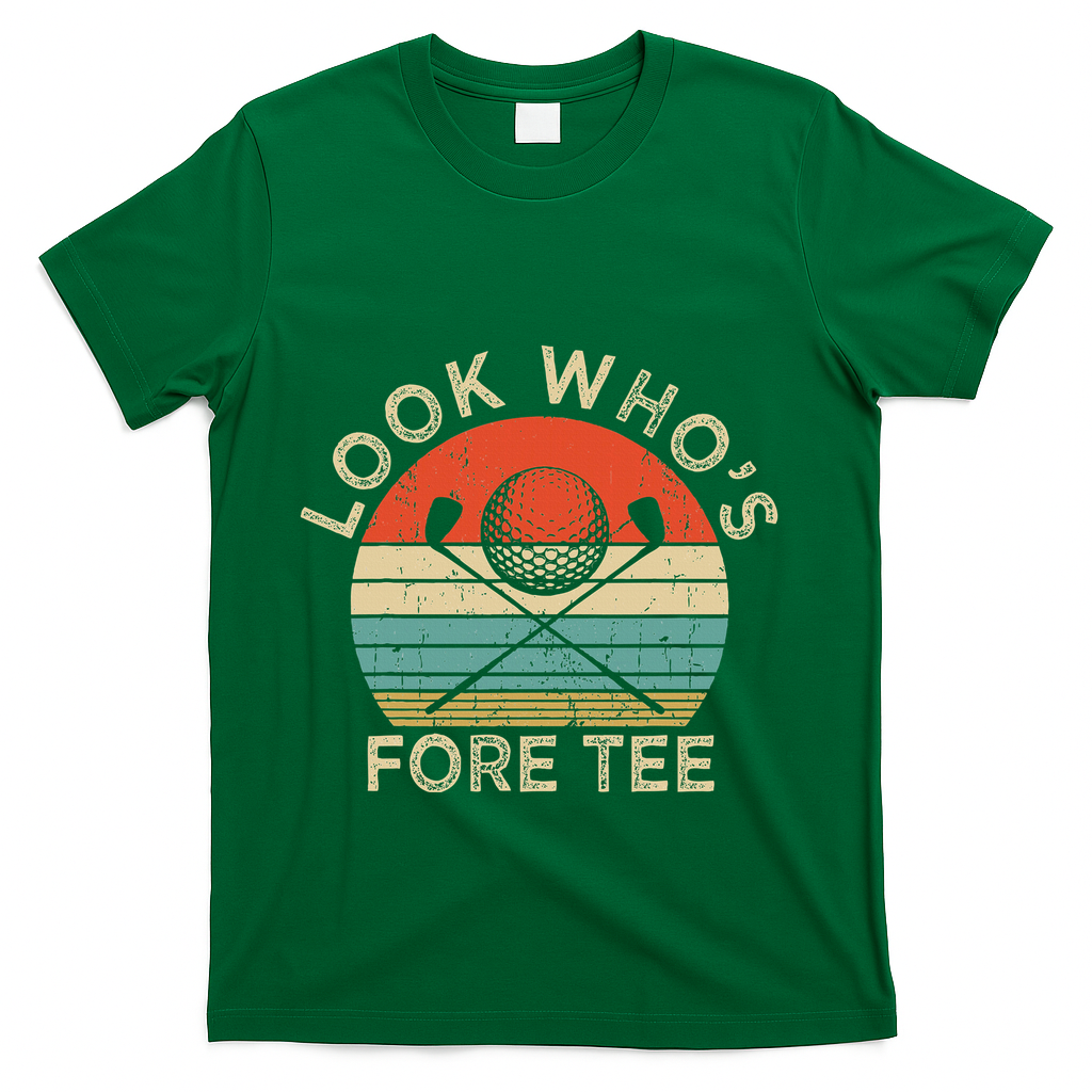 Golf 40th Birthday Pun Vintage Look Who’S Fore T-Shirt product image 4