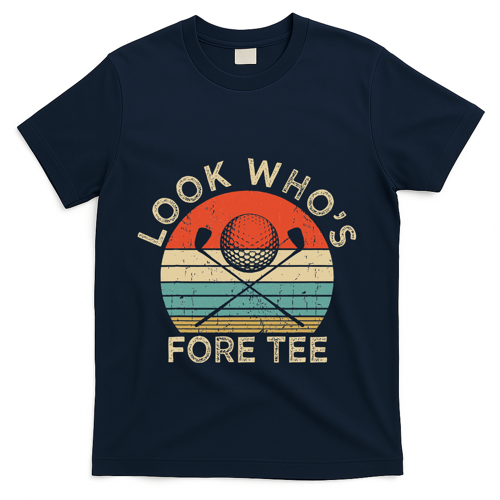 Golf 40th Birthday Pun Vintage Look Who’S Fore T-Shirt product image 3