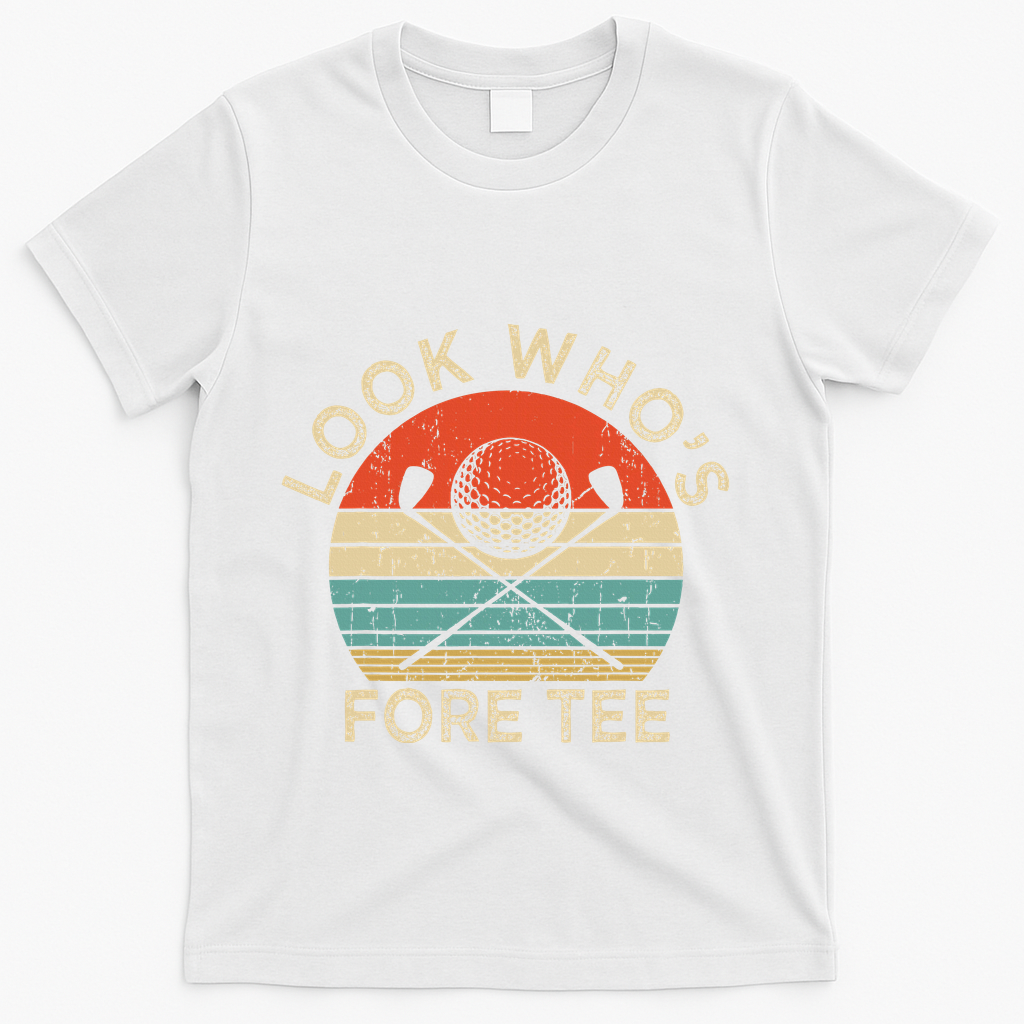 Golf 40th Birthday Pun Vintage Look Who’S Fore T-Shirt product image 2