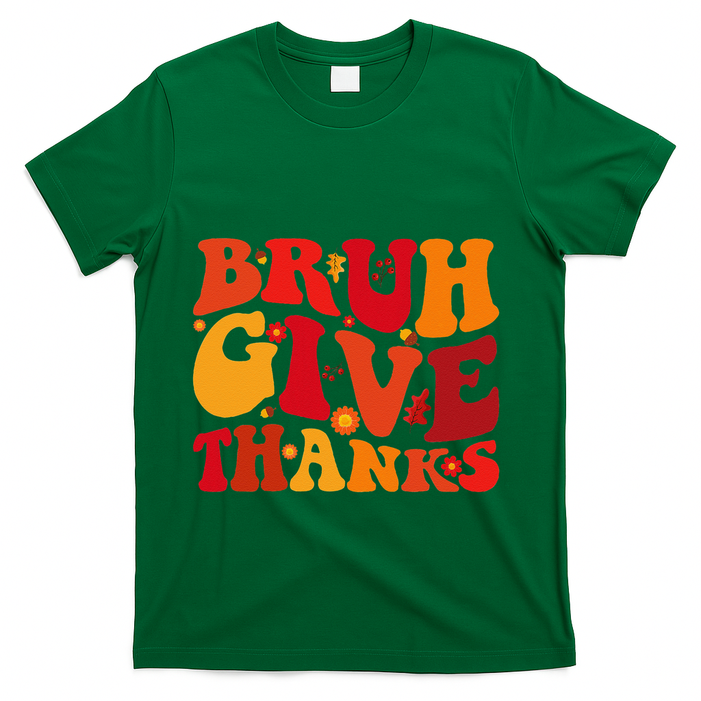 Groovy Bruh Give Thanks Cute Thanksgiving Thankful T-Shirt product image 4
