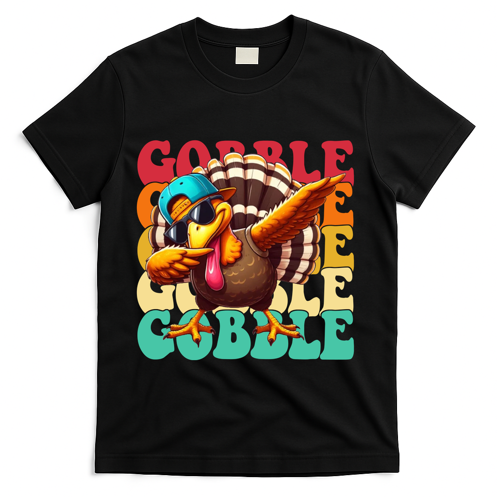 Gobble Cool Turkey Day Thanksgiving Retro T-Shirt product image 1
