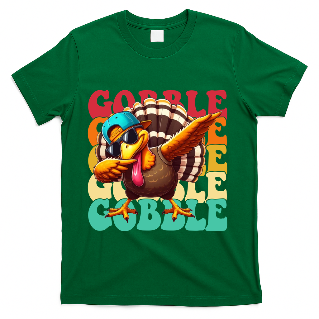 Gobble Cool Turkey Day Thanksgiving Retro T-Shirt product image 4