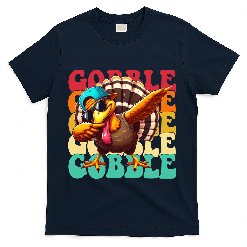 Gobble Cool Turkey Day Thanksgiving Retro T-Shirt product image 3