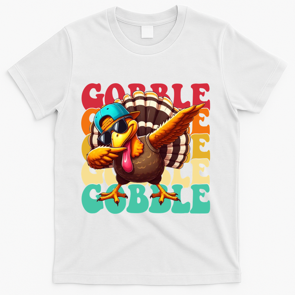 Gobble Cool Turkey Day Thanksgiving Retro T-Shirt product image 2