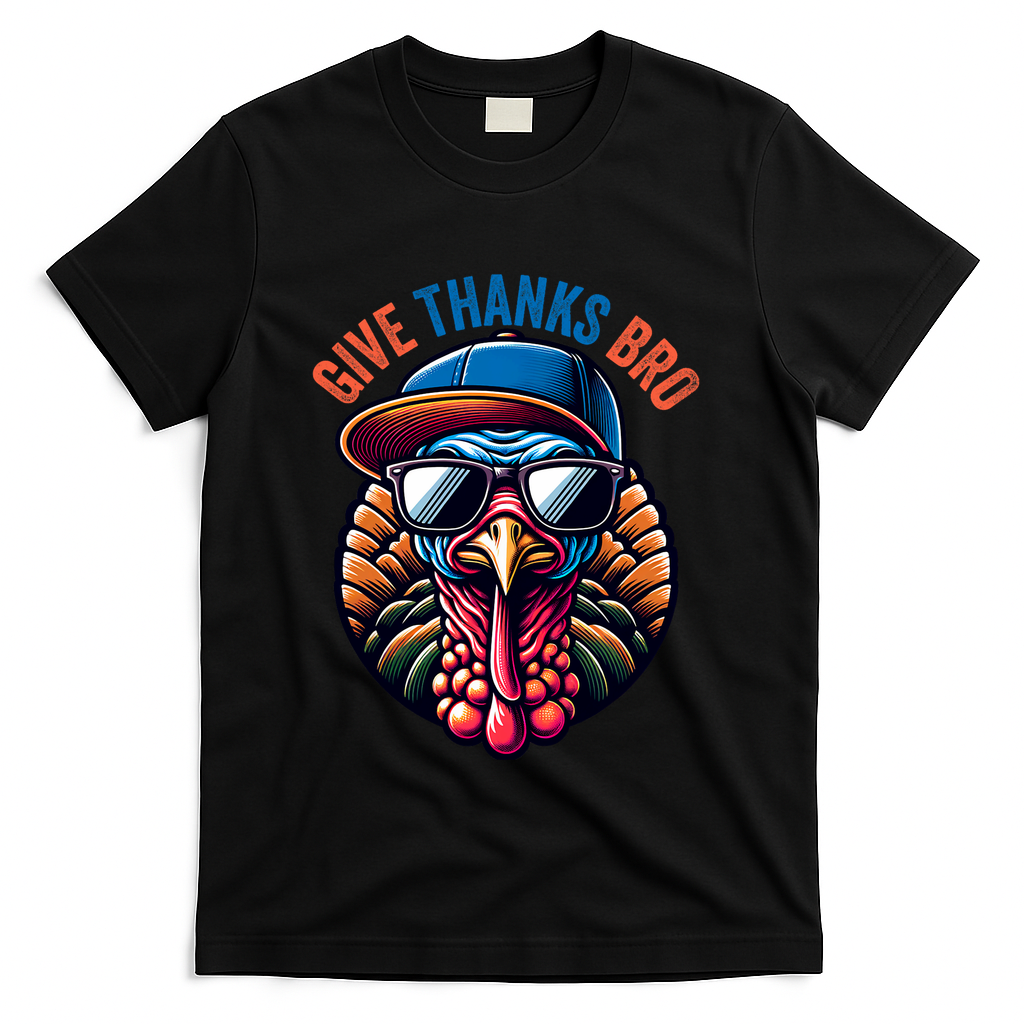 Give Thanks Bro Turkey Thankful Thanksgiving T-Shirt product image 1