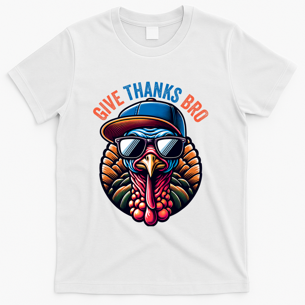 Give Thanks Bro Turkey Thankful Thanksgiving T-Shirt product image 2