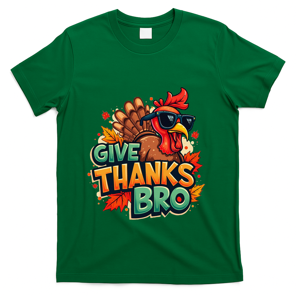 Give Thanks Bro Cute Turkey Thankful Thanksgiving T-Shirt product image 4