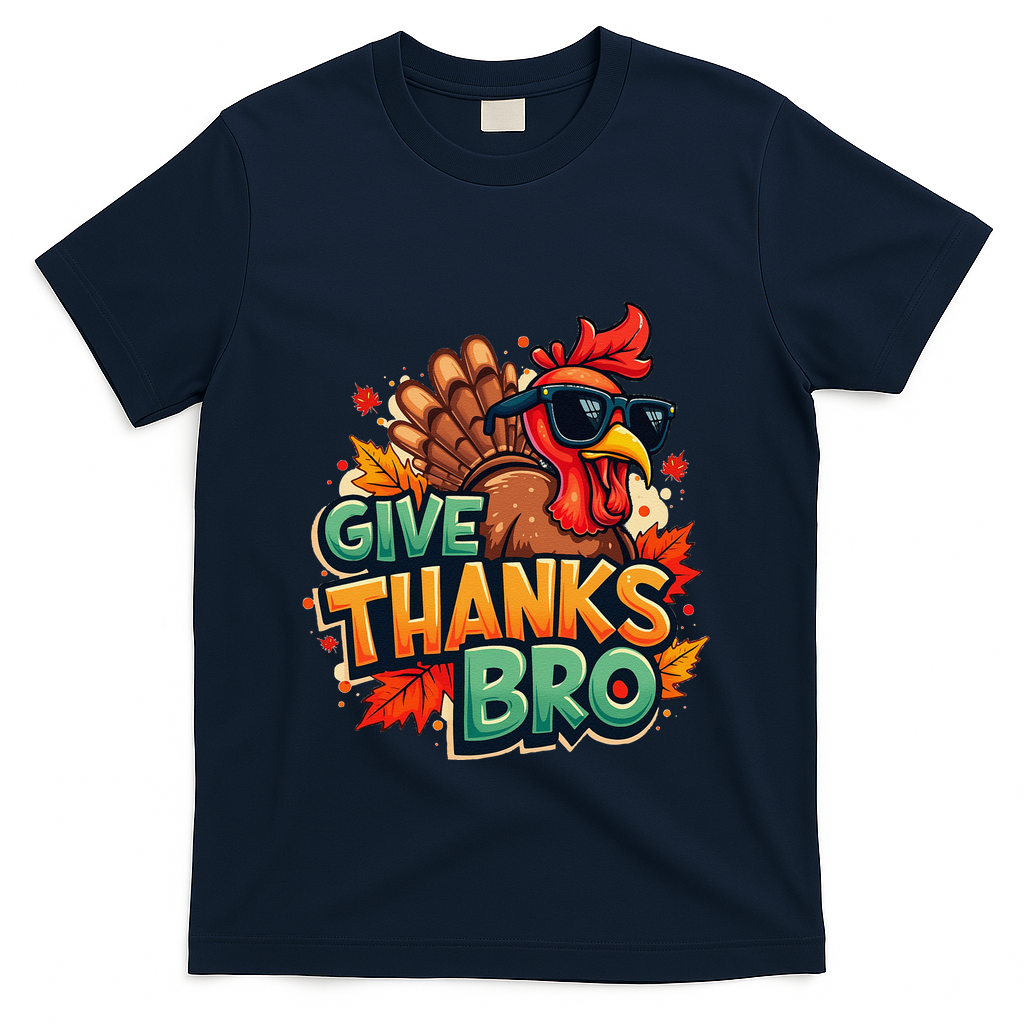Give Thanks Bro Cute Turkey Thankful Thanksgiving T-Shirt product image 3