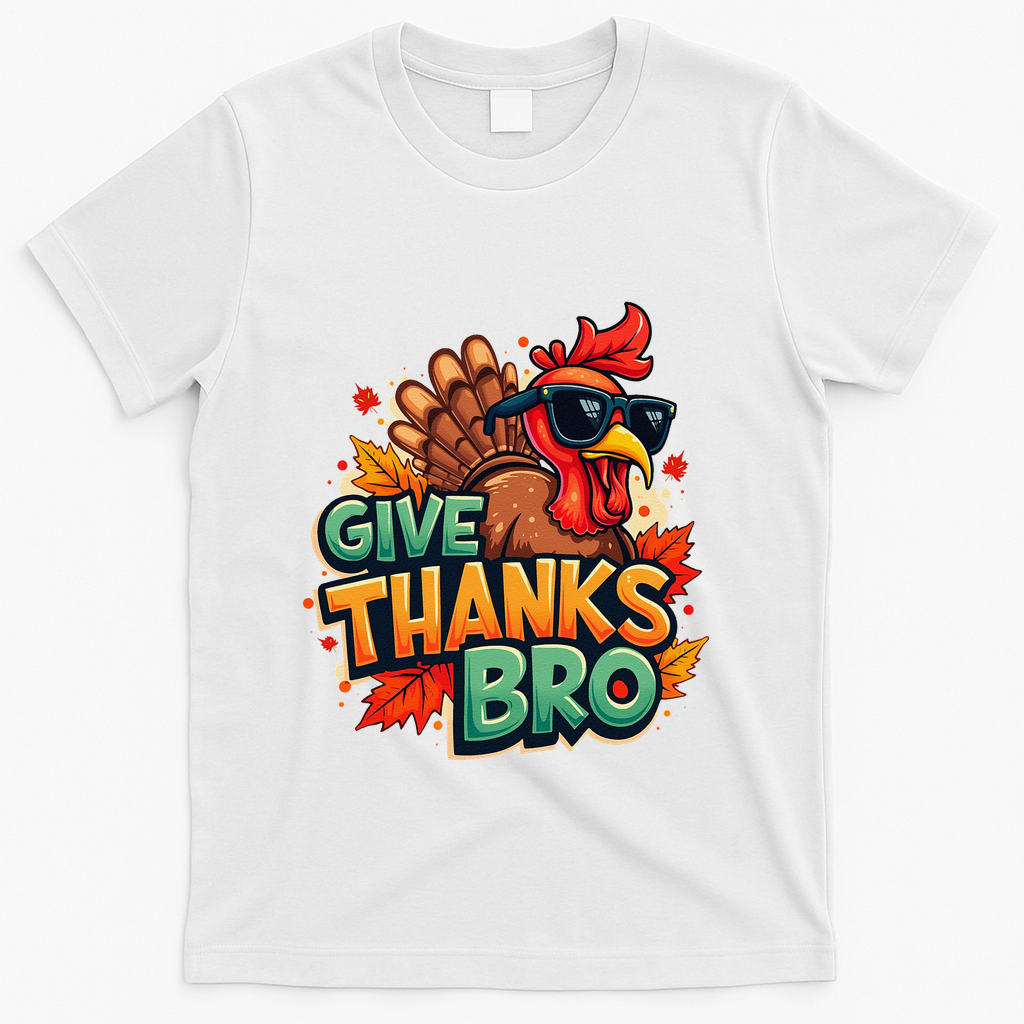 Give Thanks Bro Cute Turkey Thankful Thanksgiving T-Shirt product image 2