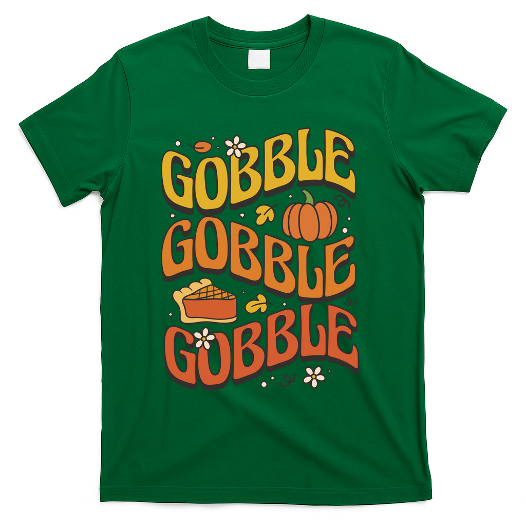 Gobble Turkey Retro Thanksgiving Fall T-Shirt product image 4