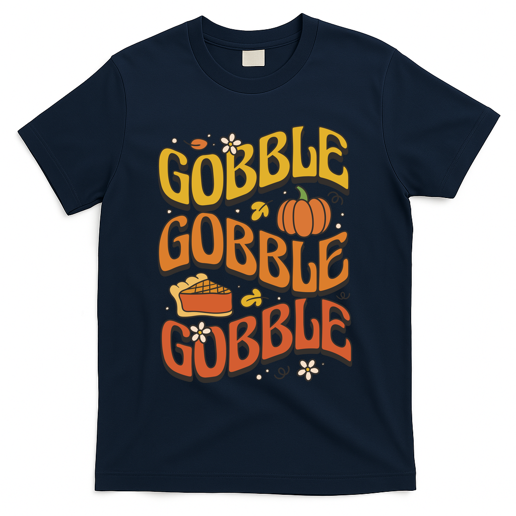 Gobble Turkey Retro Thanksgiving Fall T-Shirt product image 3