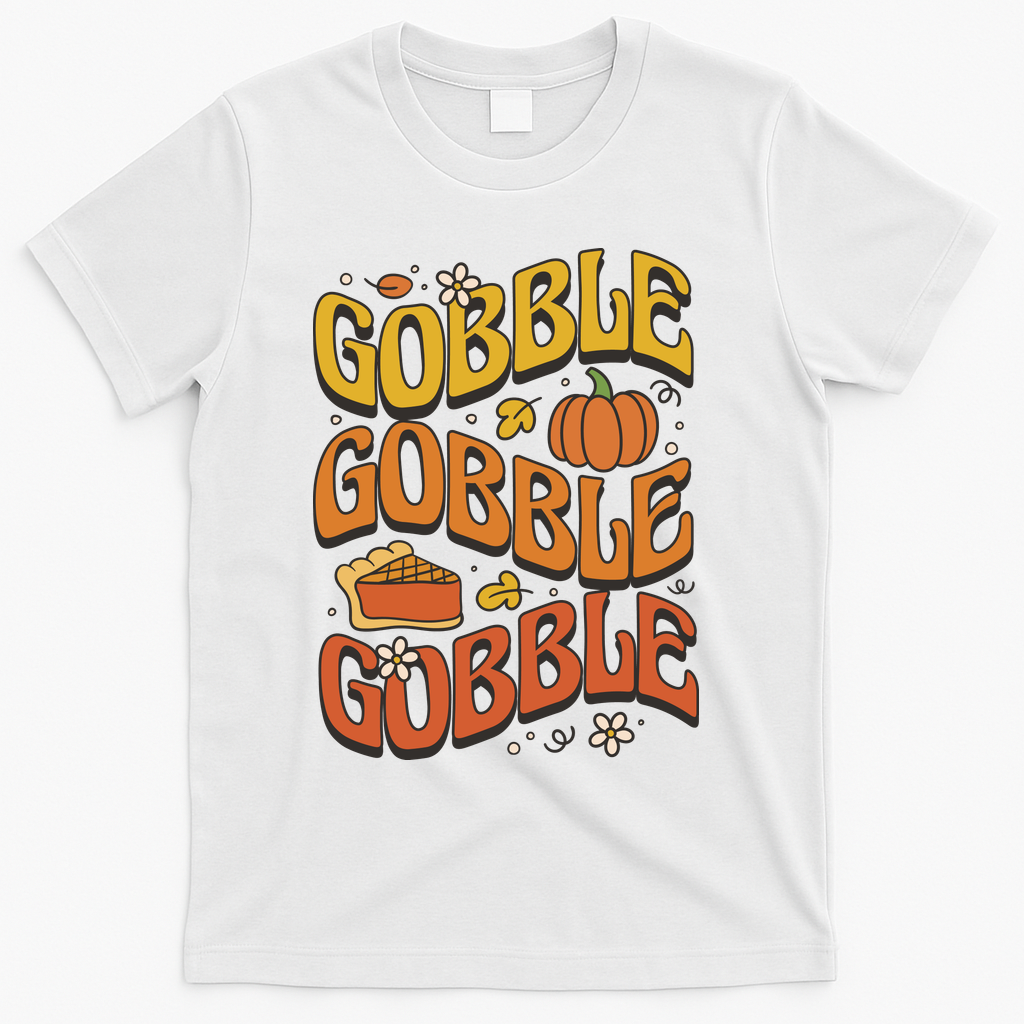 Gobble Turkey Retro Thanksgiving Fall T-Shirt product image 2