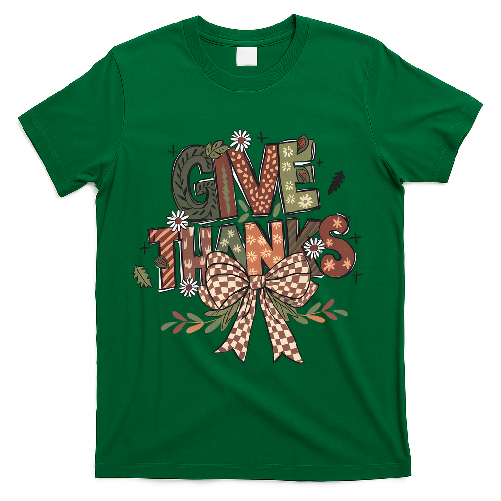 Give Thanks Thankful Coquette Thanksgiving T-Shirt product image 4