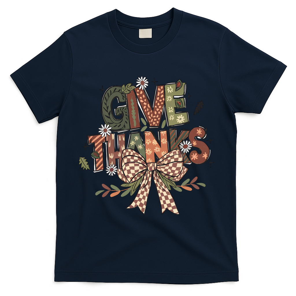 Give Thanks Thankful Coquette Thanksgiving T-Shirt product image 3