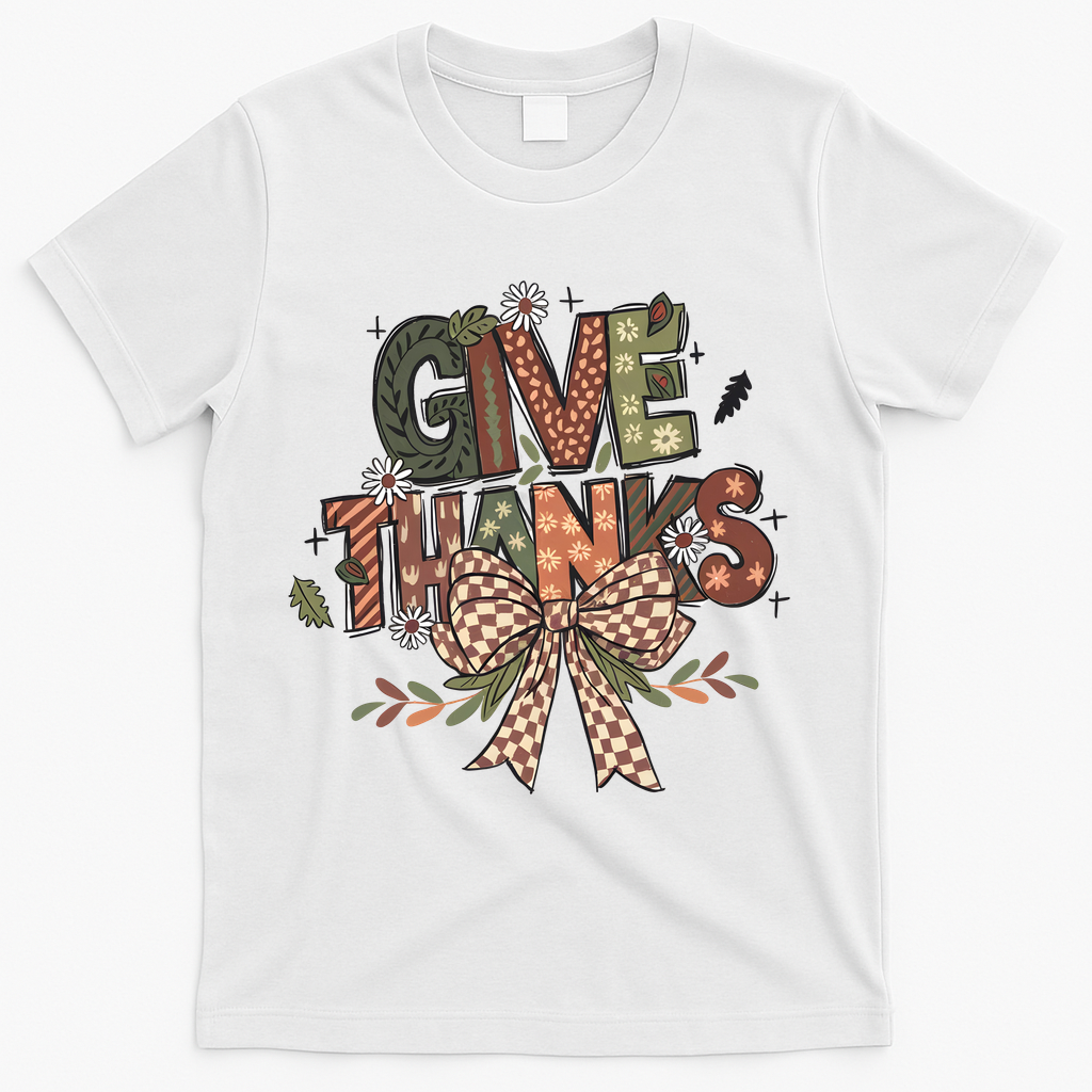 Give Thanks Thankful Coquette Thanksgiving T-Shirt product image 2