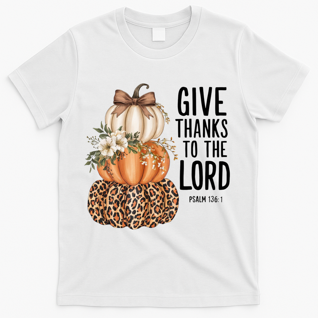 Give Thanks To The Lord Fall Autumn Christian T-Shirt product image 2