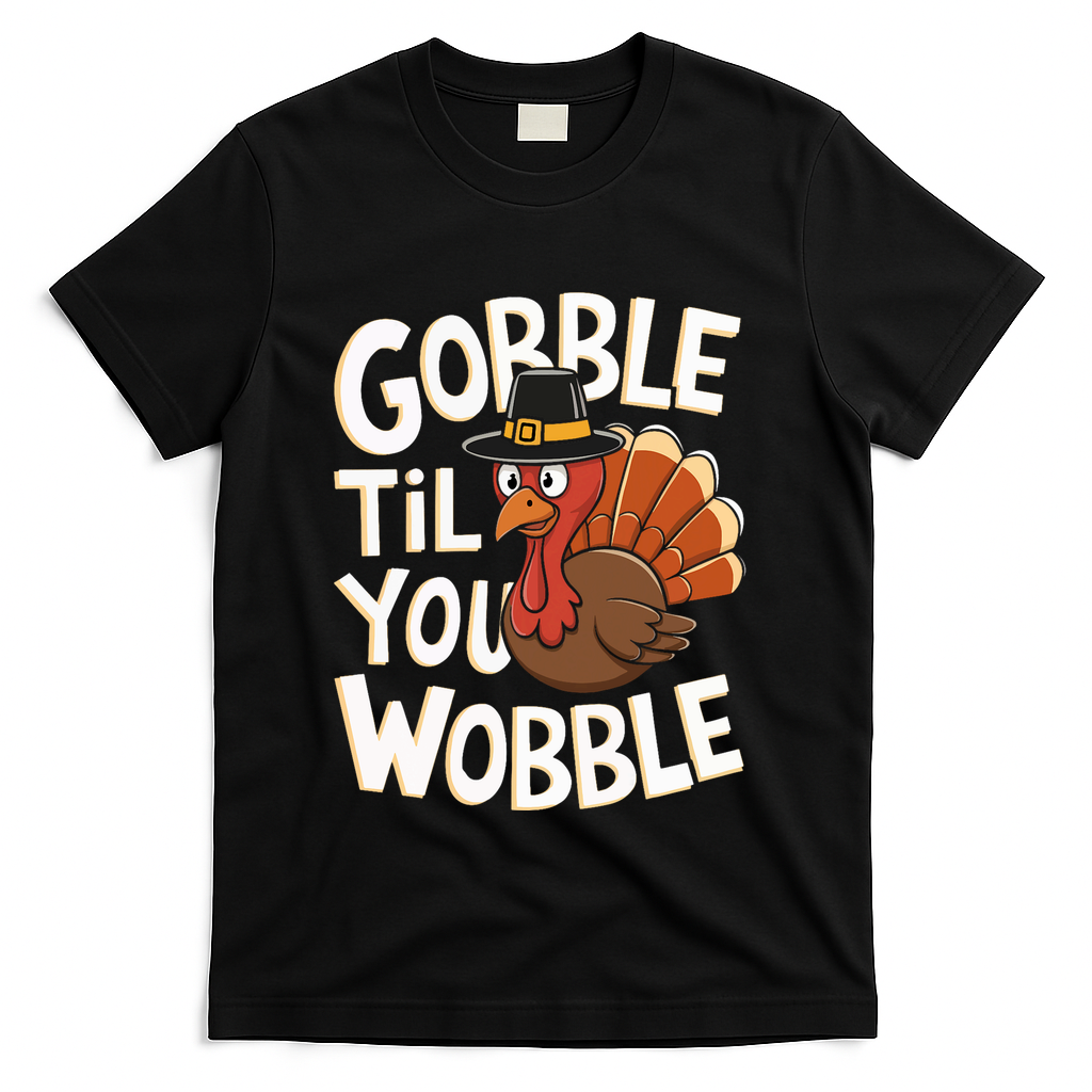 Gobble Til You Wobble Thanksgiving Day T-Shirt product image 1