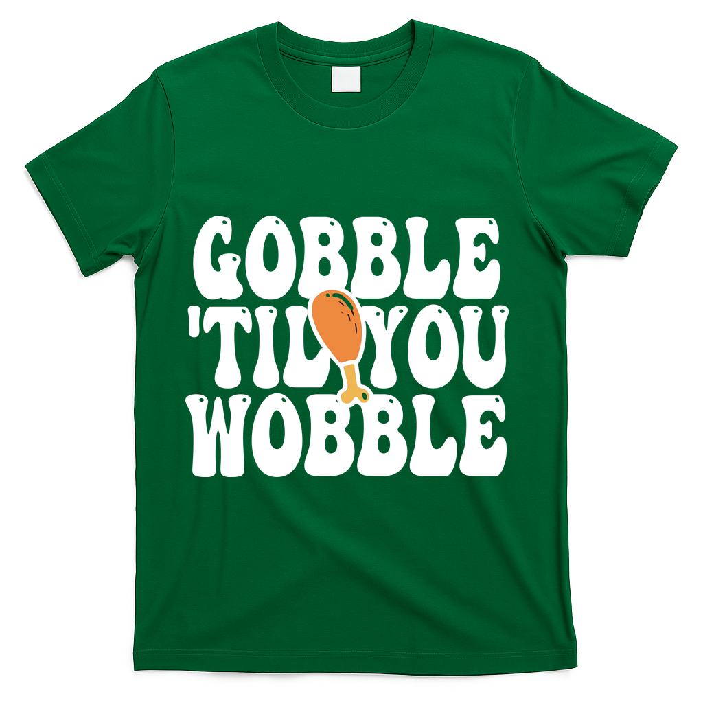 Gobble Til You Wobble Funny Thanksgiving T-Shirt product image 4