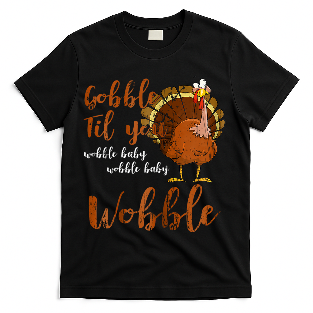 Gobble Till You Wobble Funny Thanksgiving Cool Gift T-Shirt product image 1