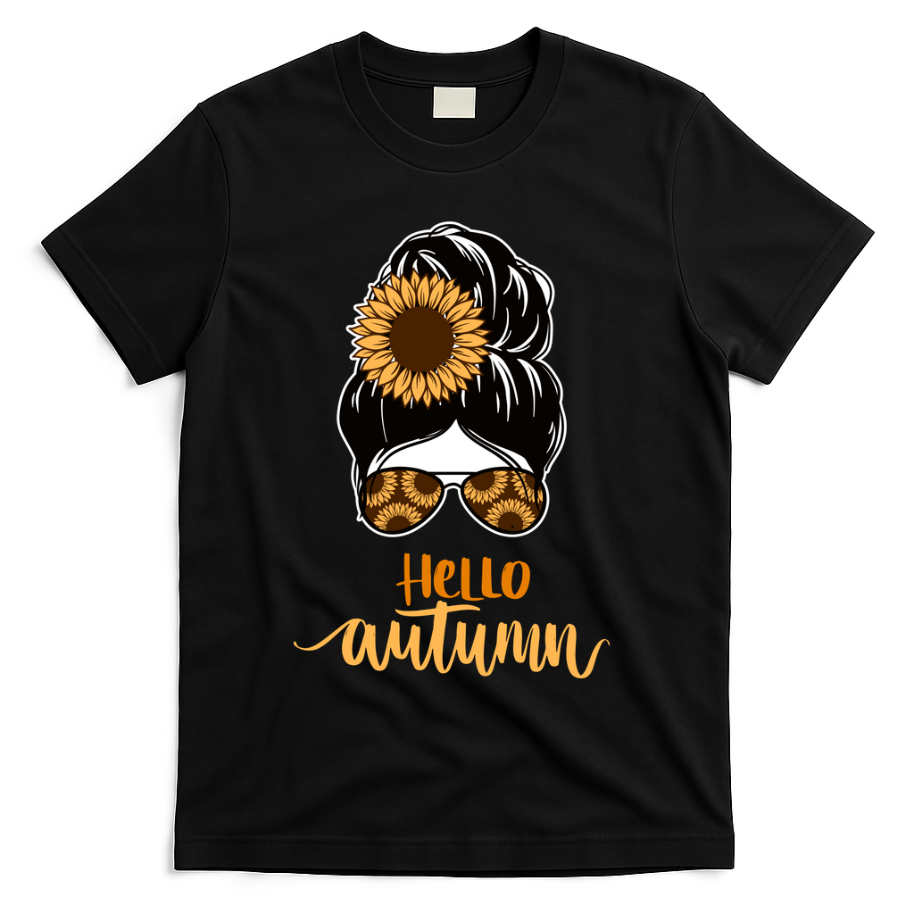 Hello Autumn Cute Bun Fall Floral T-Shirt product image 1