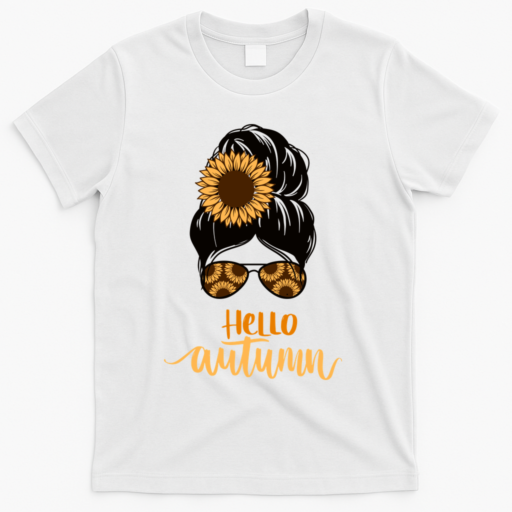 Hello Autumn Cute Bun Fall Floral T-Shirt product image 2
