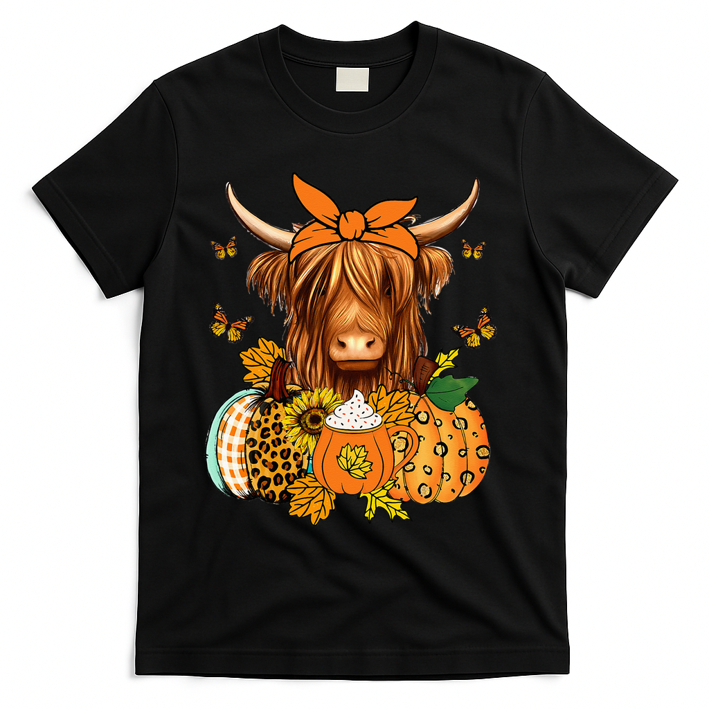 Highland Cow Fall And Leaves Pumpkins Autumn Thanksgiving product image 1