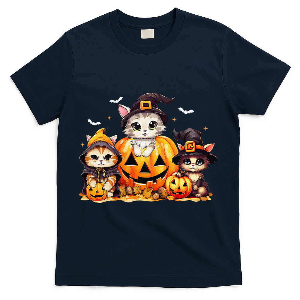 Halloween Cat Pumpkin Spooky Season Gift T-Shirt product image 3
