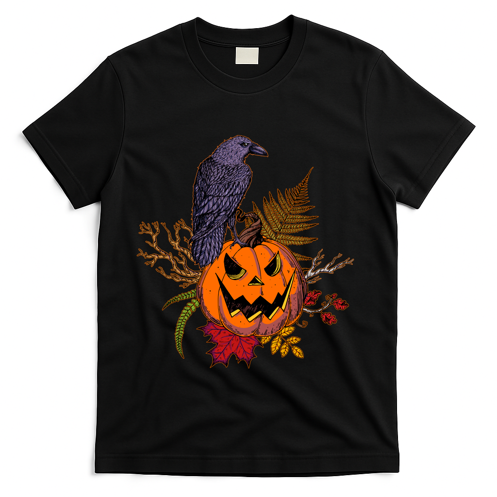 Halloween Crow Raven Pumpkin Fall Autumn Lover T-Shirt product image 1