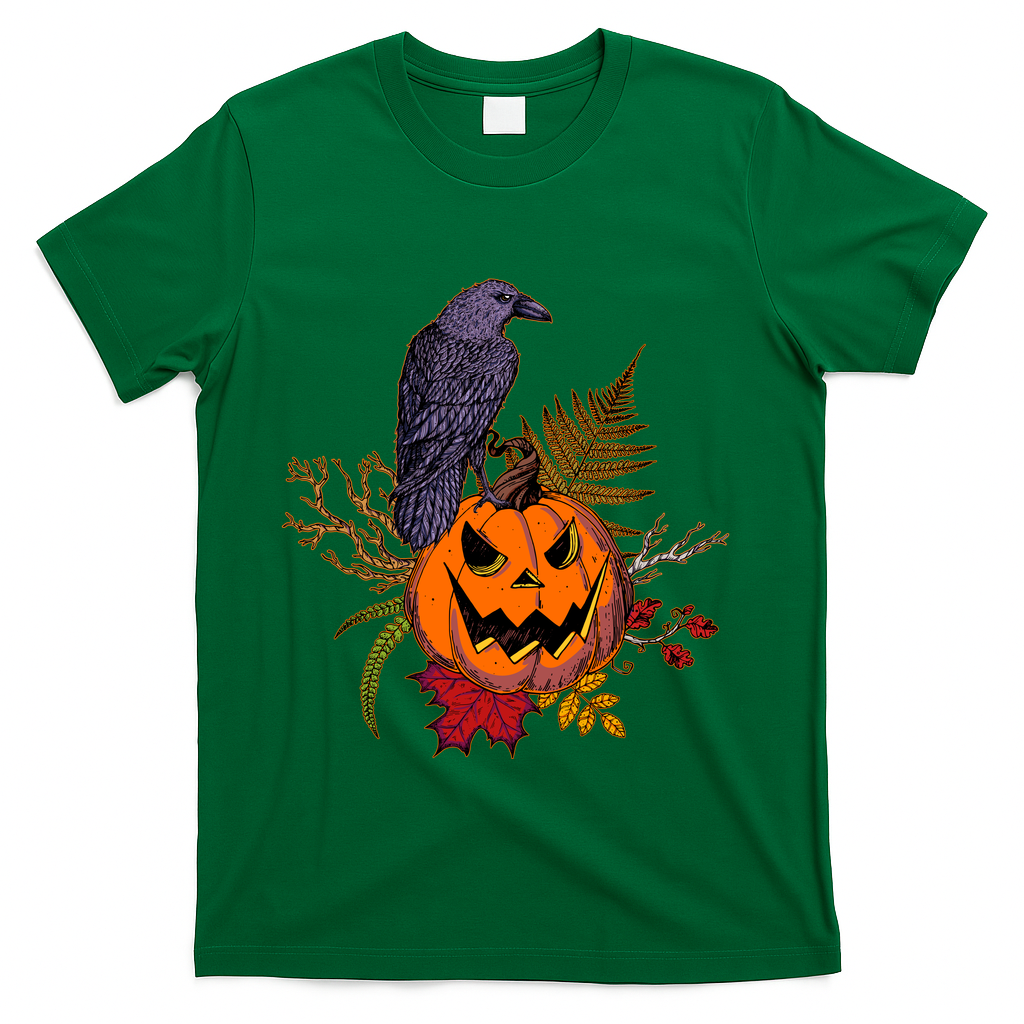 Halloween Crow Raven Pumpkin Fall Autumn Lover T-Shirt product image 4