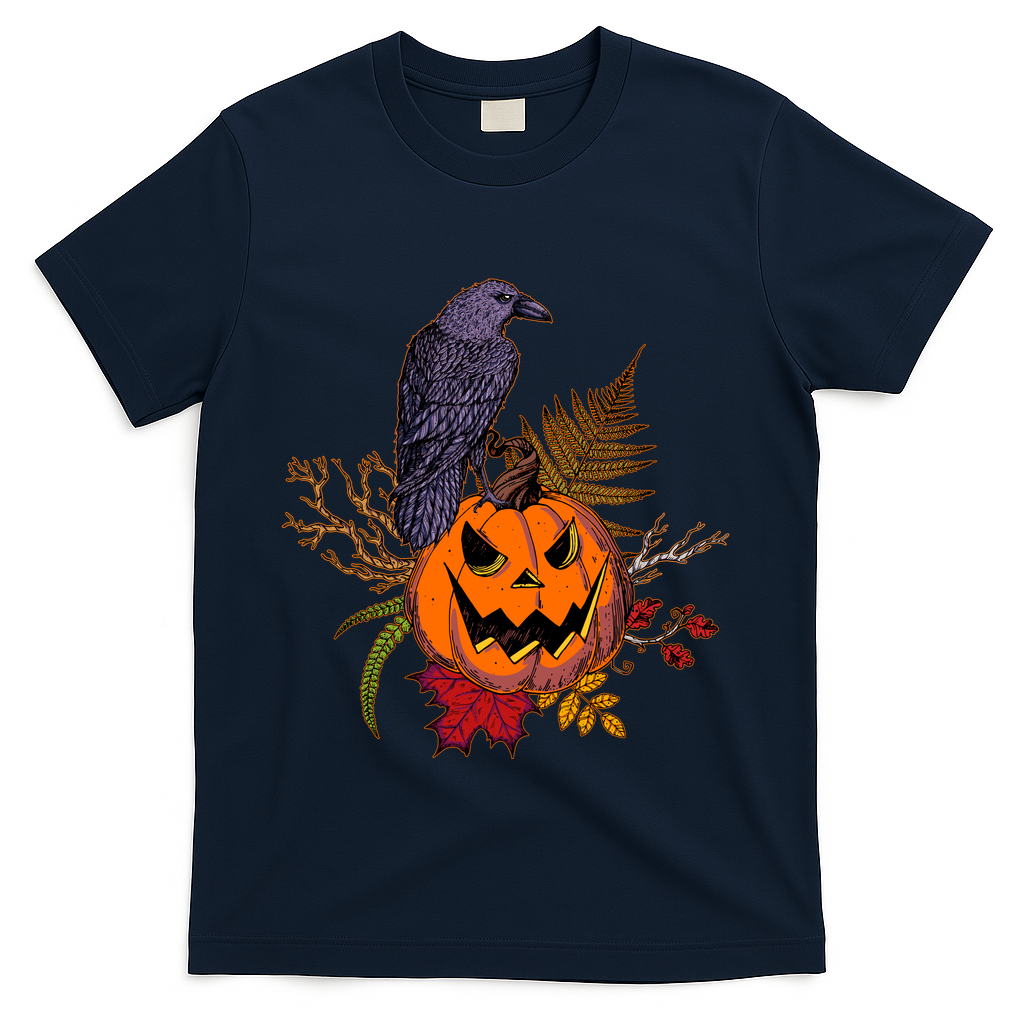 Halloween Crow Raven Pumpkin Fall Autumn Lover T-Shirt product image 3