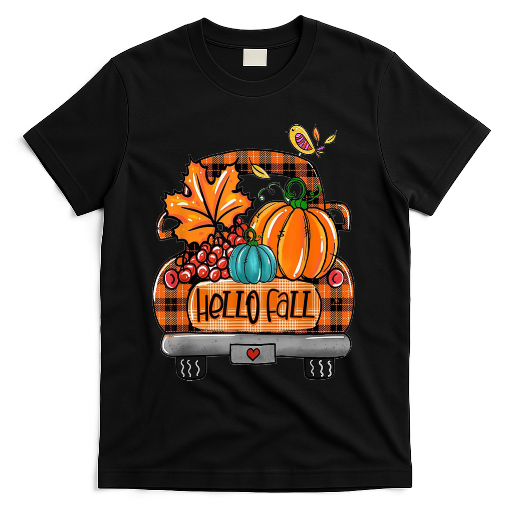 Hello Fall Pumpkin Truck Cute T-Shirt product image 1