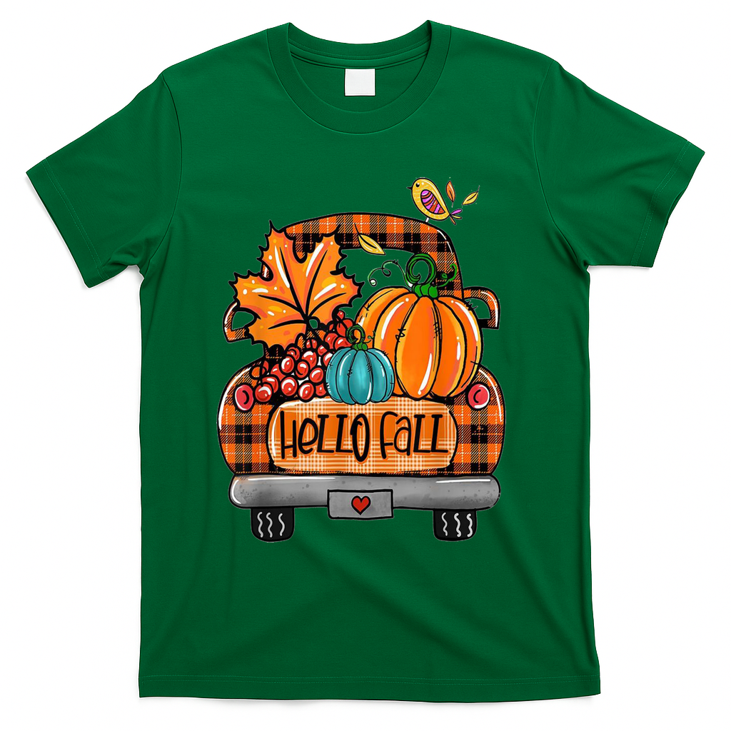 Hello Fall Pumpkin Truck Cute T-Shirt product image 4
