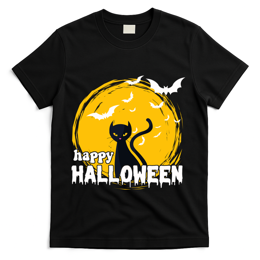 Happy Halloween Black Cat Spooky T-Shirt product image 1