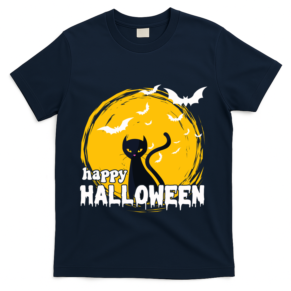 Happy Halloween Black Cat Spooky T-Shirt product image 3