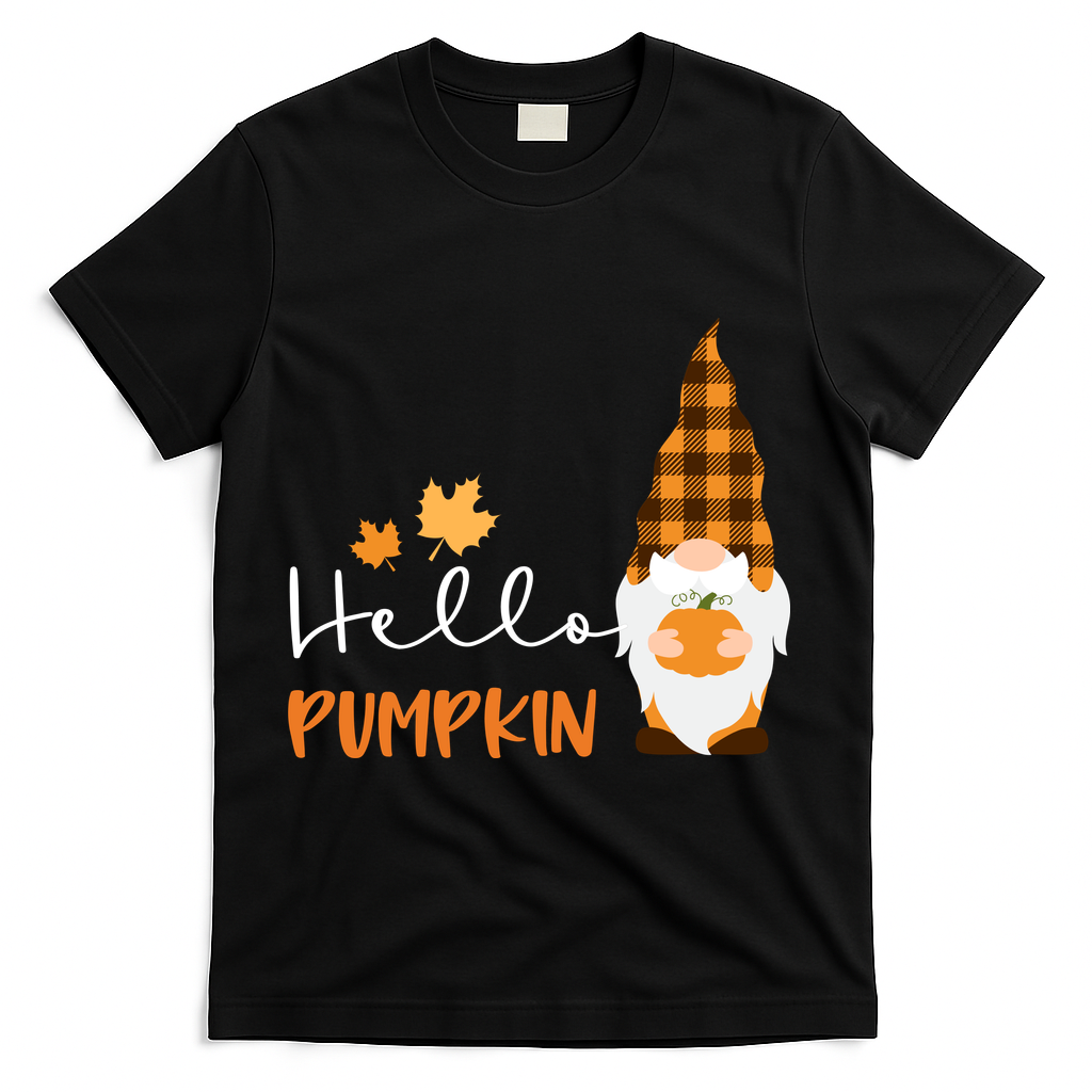 Hello Pumpkin Cute Gnome Fall Autumn T-Shirt product image 1
