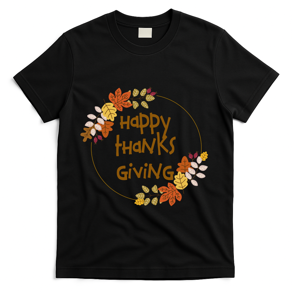 Happy Thanksgiving Fall Leaves Holiday Gift T-Shirt product image 1