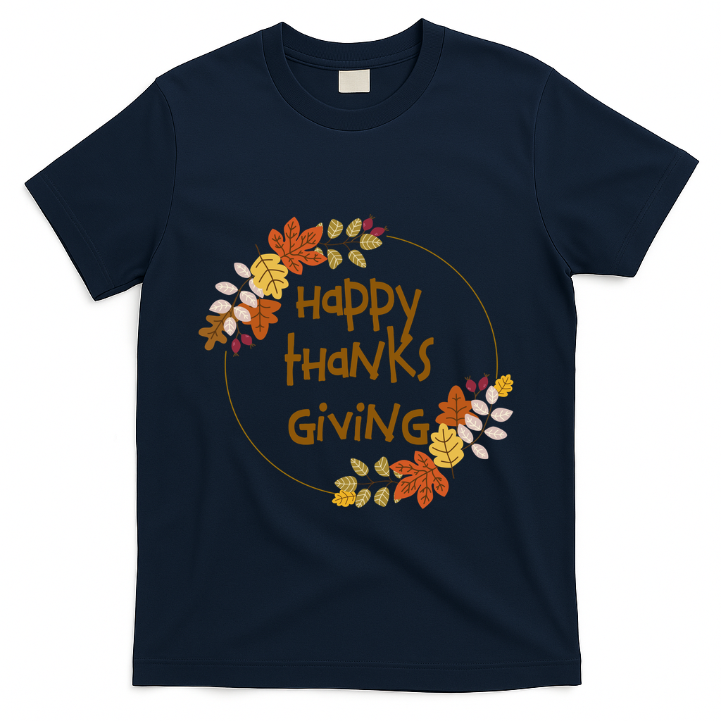 Happy Thanksgiving Fall Leaves Holiday Gift T-Shirt product image 3