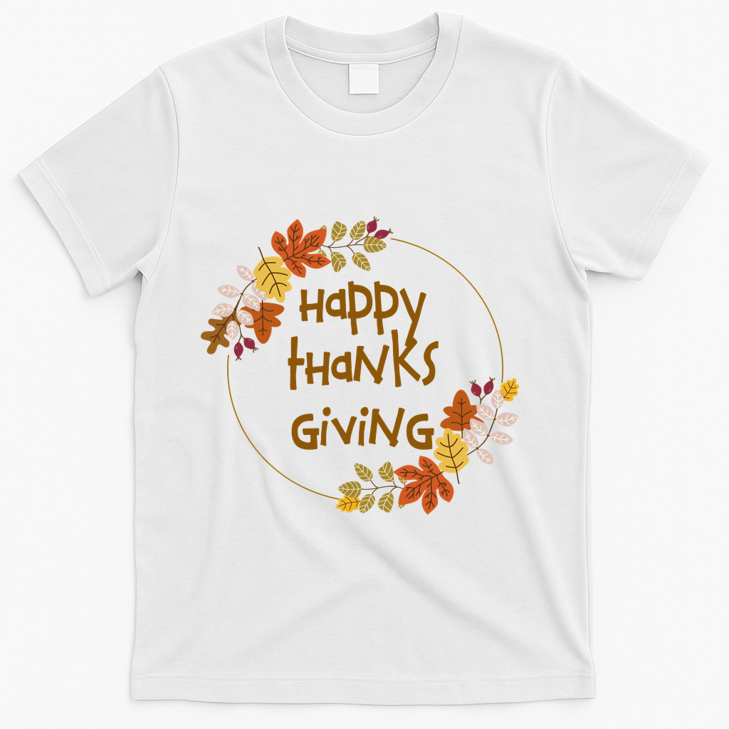 Happy Thanksgiving Fall Leaves Holiday Gift T-Shirt product image 2