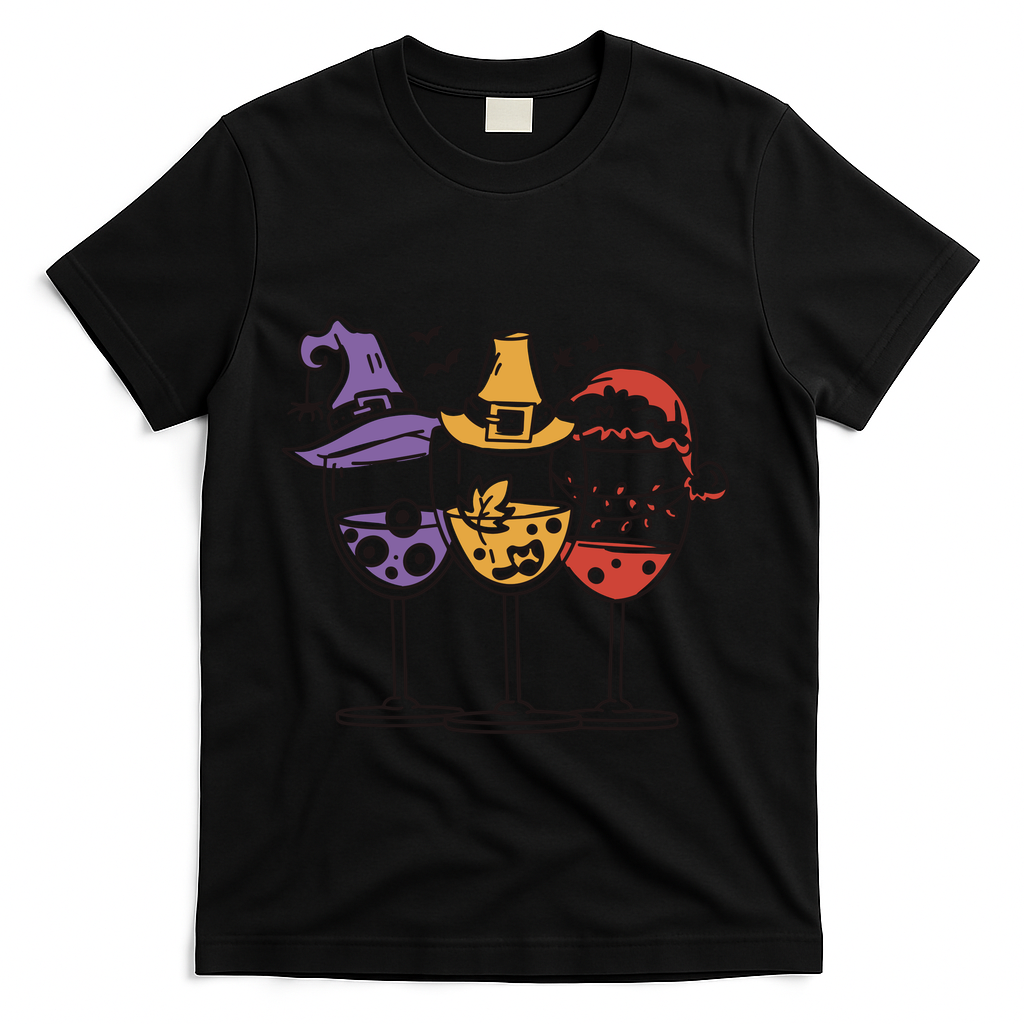 Holidays Wine Glasses Festive T-Shirt product image 1