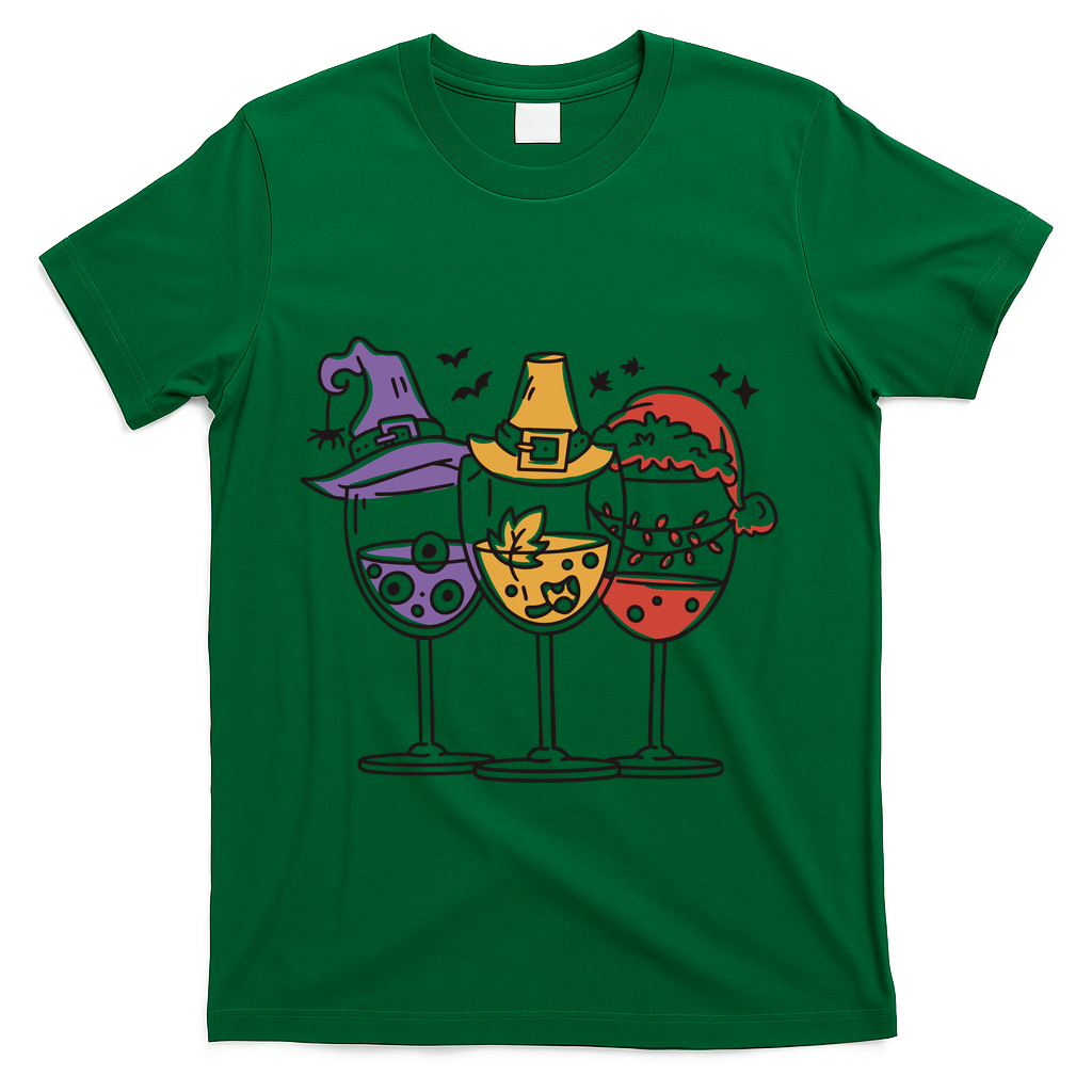 Holidays Wine Glasses Festive T-Shirt product image 4