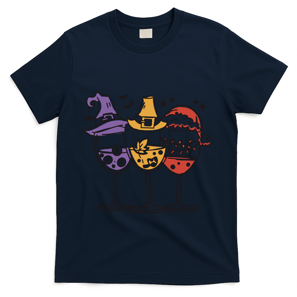 Holidays Wine Glasses Festive T-Shirt product image 3