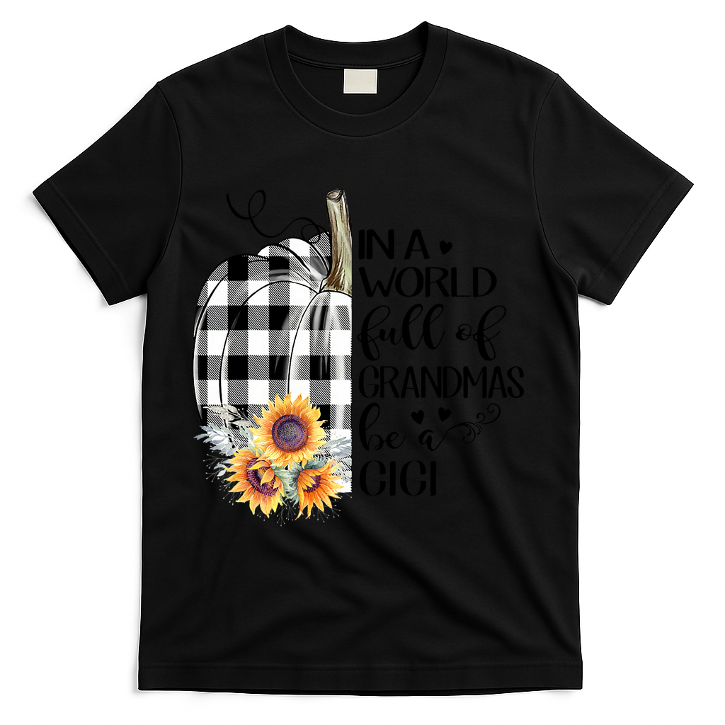 In A World Full Of Grandmas Be A Gigi Plaid Pumpkin T-Shirt product image 1
