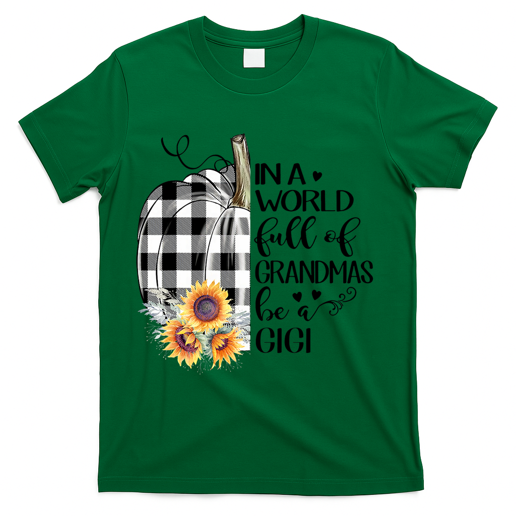 In A World Full Of Grandmas Be A Gigi Plaid Pumpkin T-Shirt product image 4