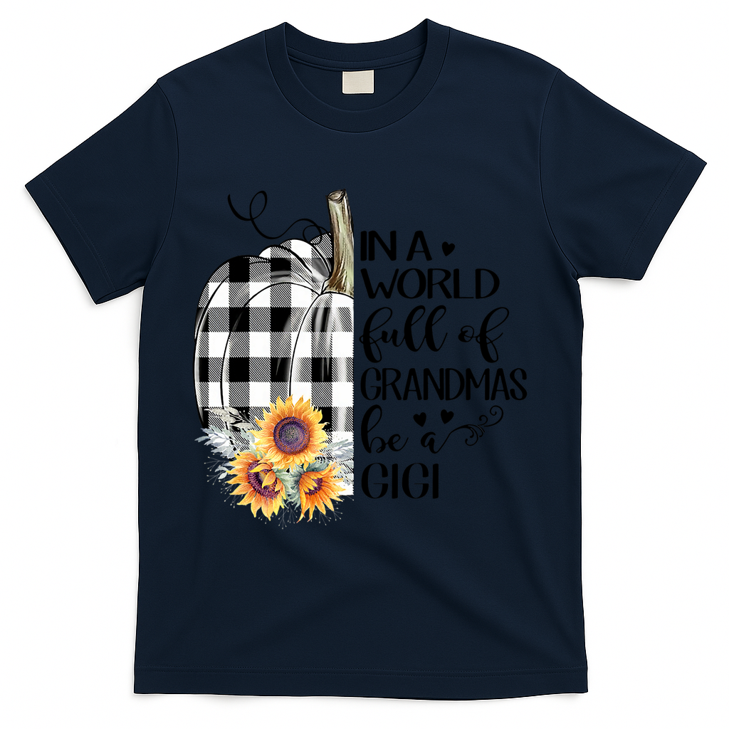 In A World Full Of Grandmas Be A Gigi Plaid Pumpkin T-Shirt product image 3