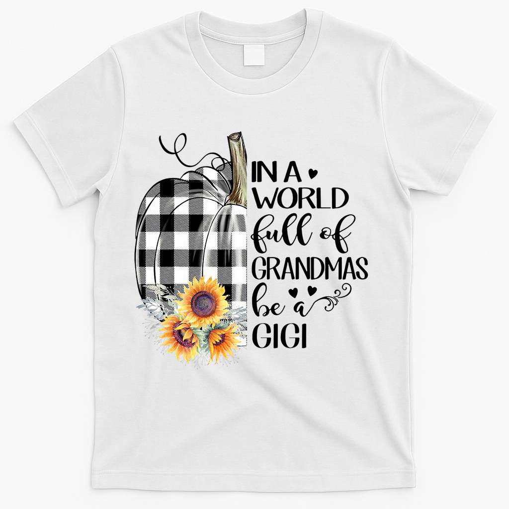 In A World Full Of Grandmas Be A Gigi Plaid Pumpkin T-Shirt product image 2